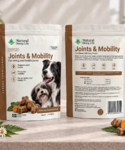 Front and back of the CBD dog treats Joints & Mobility 125mg pouch from Natural Hemp Life